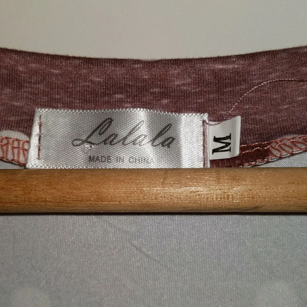 La la la Women's Size M Short Sleeve Polka Dot One Piece Popover Dress w/Pockets - Picture 5 of 10